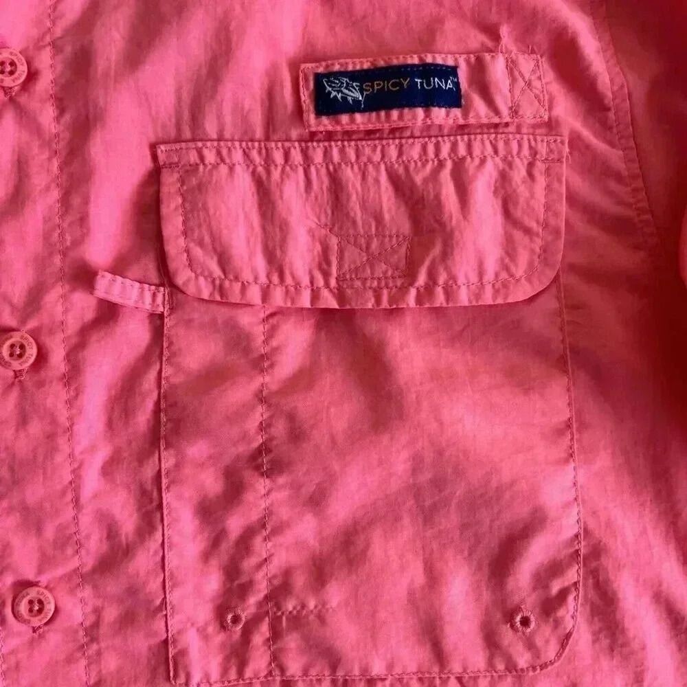 Key Largo Florida Marlin Spicy Tuna Fishing Button Up Embroidered Shirt Mens Med - Picture 12 of 15